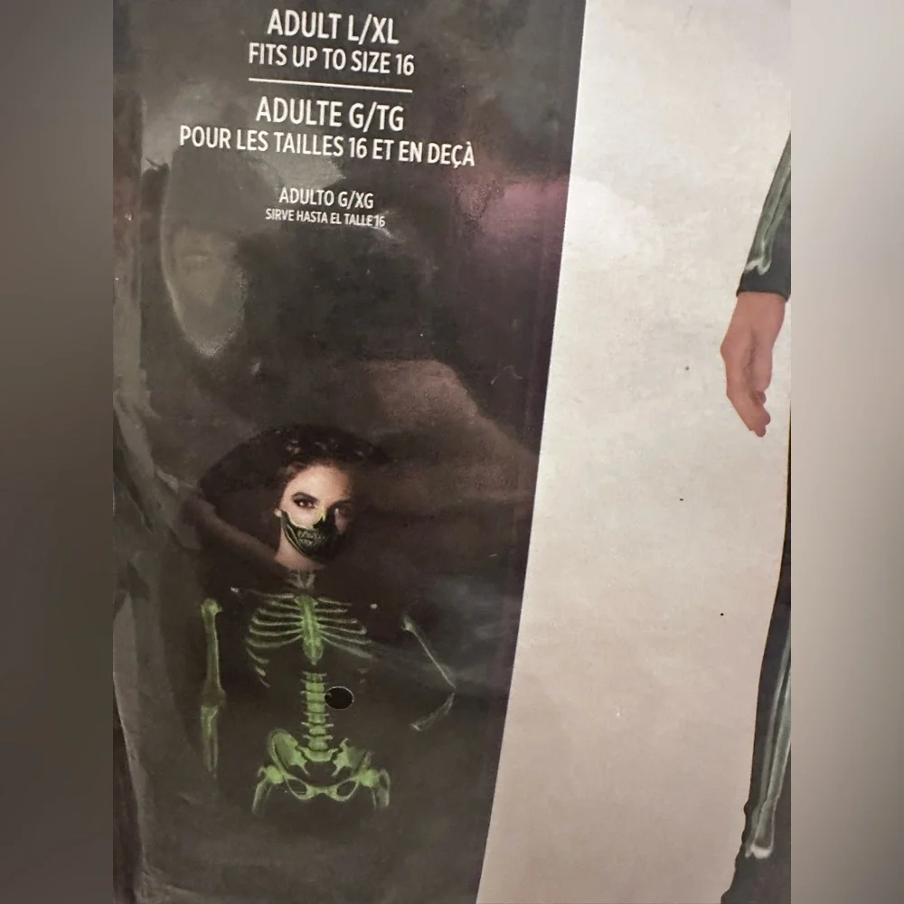 Skeleton Glow-in-the-Dark Full Body Catsuit Costume Adult Size L/XL NWT - Picture 3 of 9
